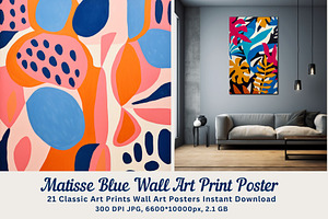 21 matisse blue wall art print