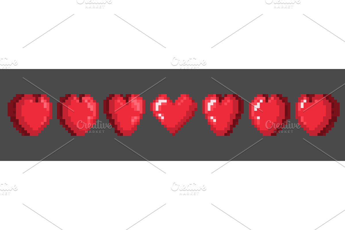 Spinning red pixel heart animation, an Object Illustration by art PVP - market