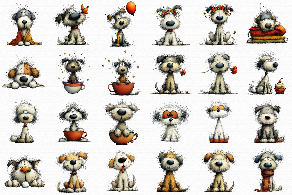 Whimsical Fluffy Dog Clipart, an Illustration by Libby Wishes (Photo 4 of 7)