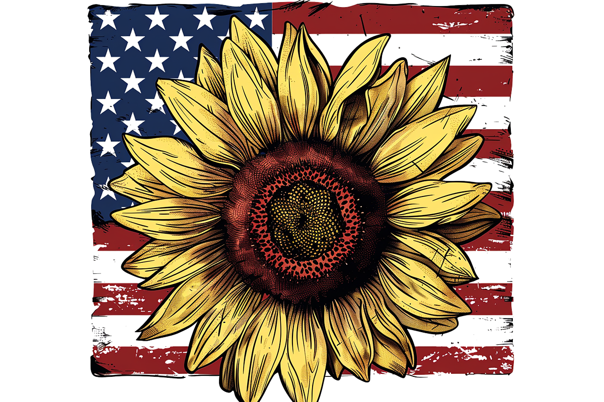 Patriotic Sunflower Clipart, a Decorative Illustration by Printable Treasure (Photo 2 of 5)