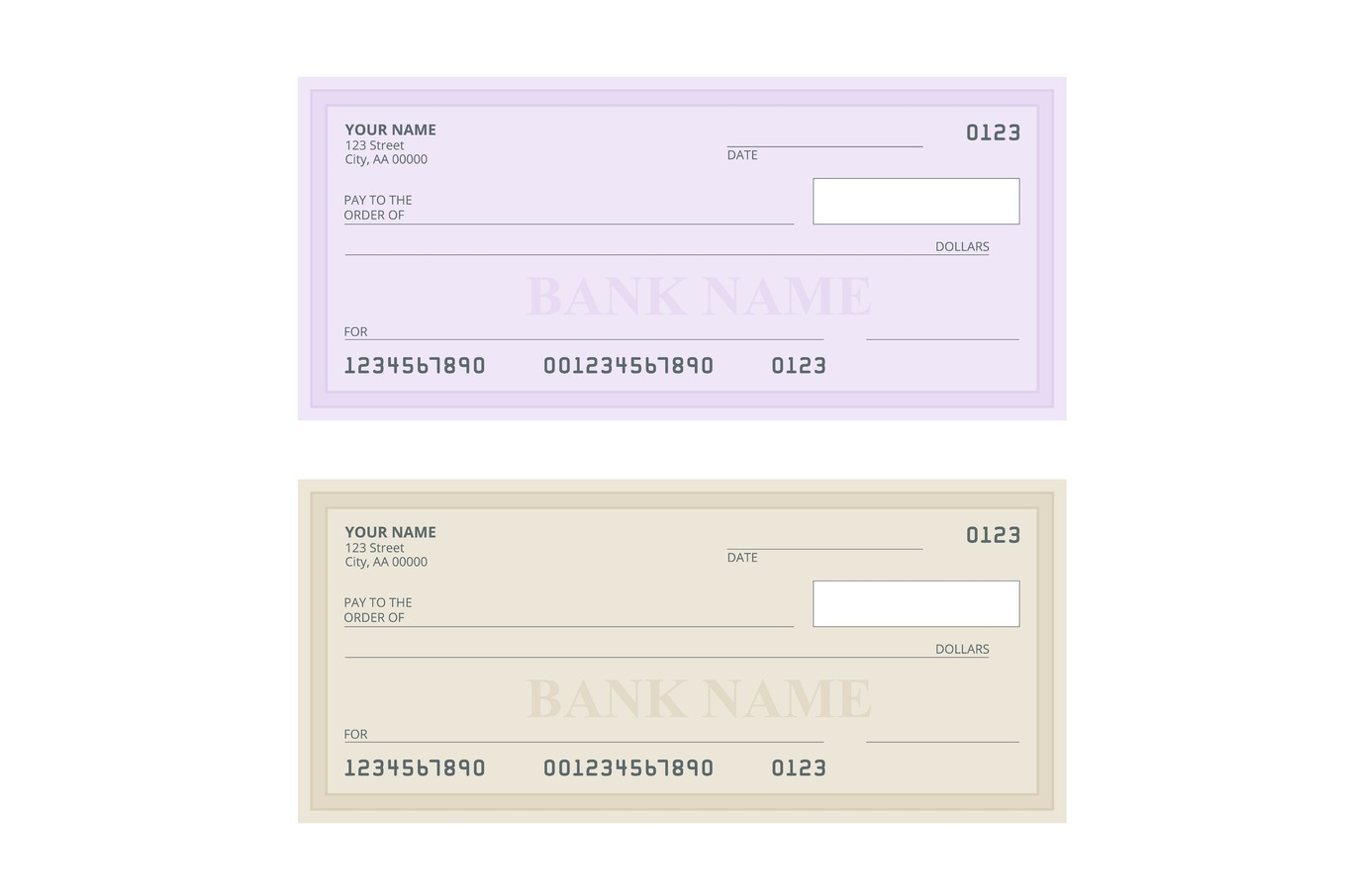Bank Check with Modern Design. Flat illustration. Cheque book on ...