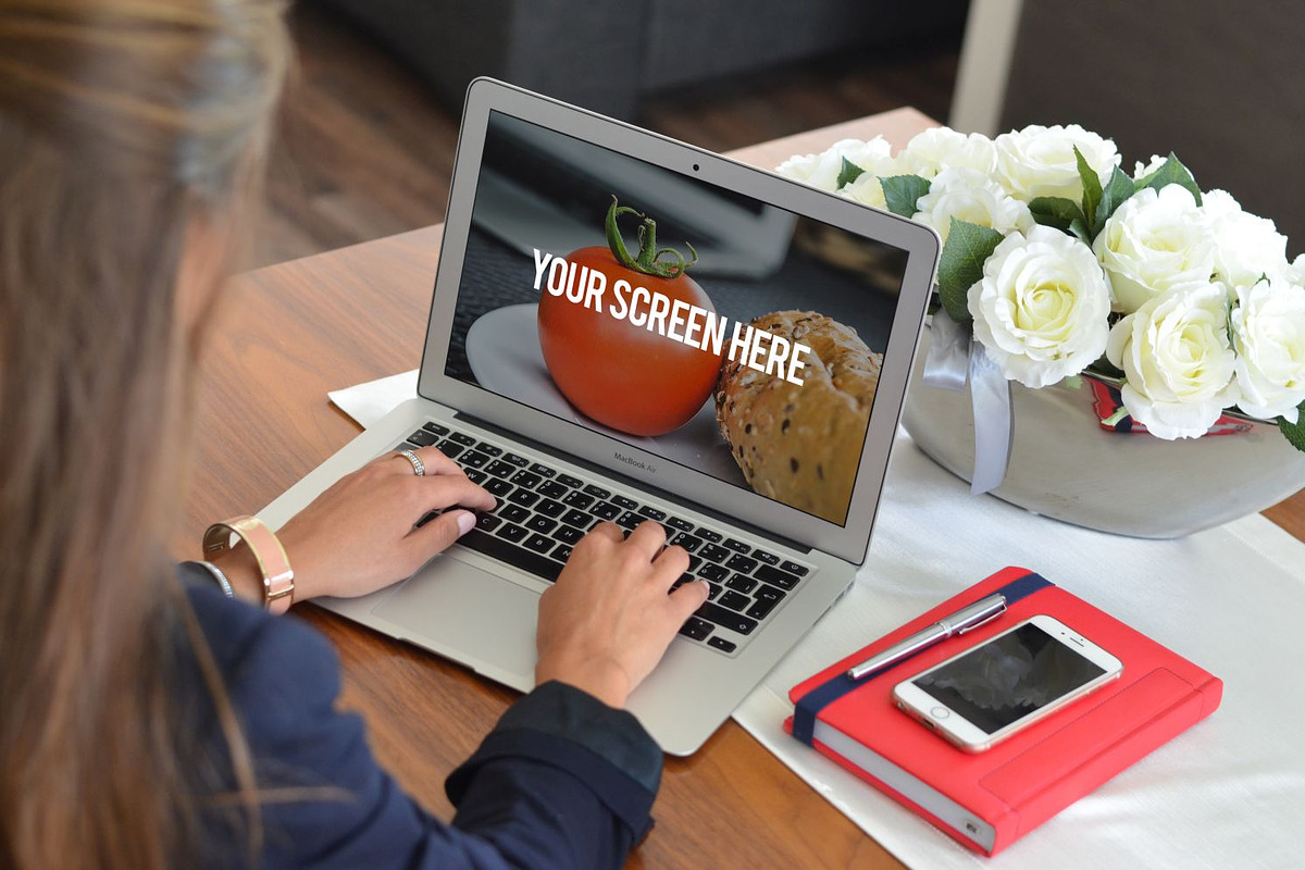 10 Mockups MacBook (pics+PSD), an iPhone Mockup by tydla (Photo 9 of 12)