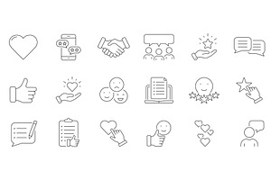 Review And Rate Line Icon Set, an Object Illustration by Gentle Studio