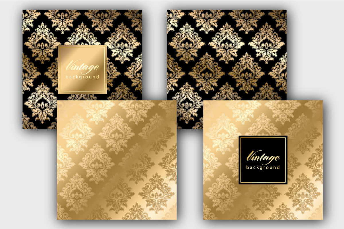Gold card with seamless pattern, a Card Template by Marinstri