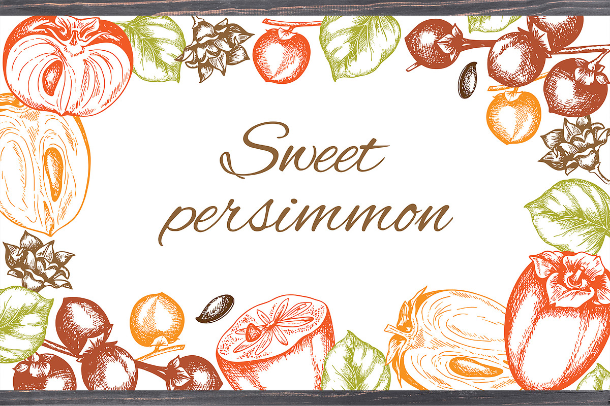 Sweet Persimmon Fruit Vintage Kit, a Food Illustration by Artspace (Photo 6 of 6)