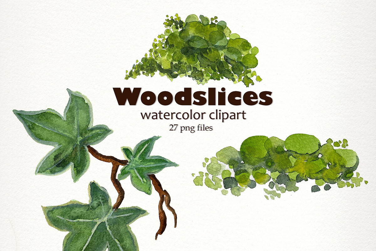 Watercolor Woodslices Clipart- Handp, an Illustration by SandraGraphicDesign (Photo 2 of 7)