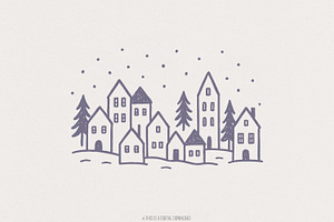 Minimalist Winter Village PNG, Hand, an Illustration by SharpMarketplace