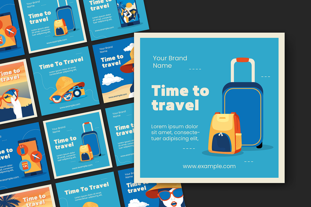 Travel Social Media Post Layouts Set, a Templates & Theme by studiogstock (Photo 1 of 4)