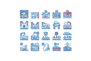 Car Factory Production set Icons, an Object Illustration by pikepicture