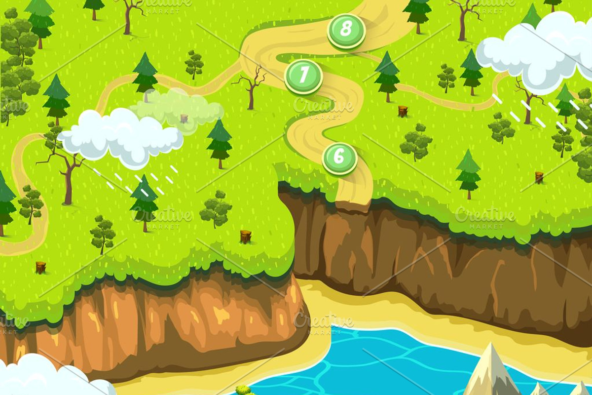 Game Level Map Concept Set II, a Background Graphic by 2dvillShop
