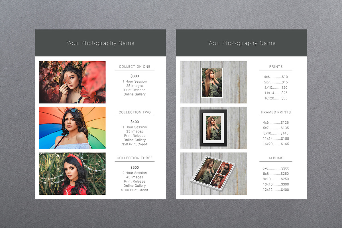 Photography Price Template PSD, a Magazine Template by Two Flamingos Shop