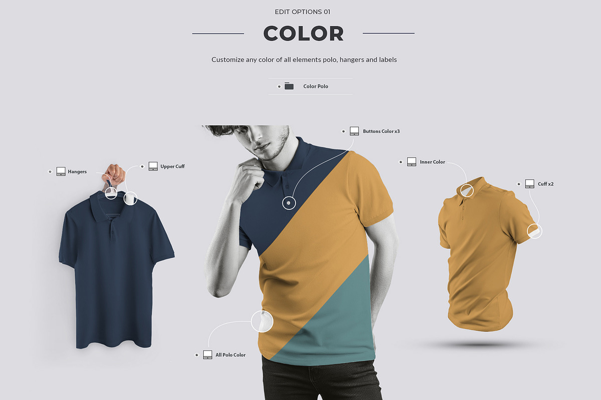 24 Polo Men Mockup (Collection #4), a Shirt Mockup by Grow Design Craft Studio (Photo 3 of 7)