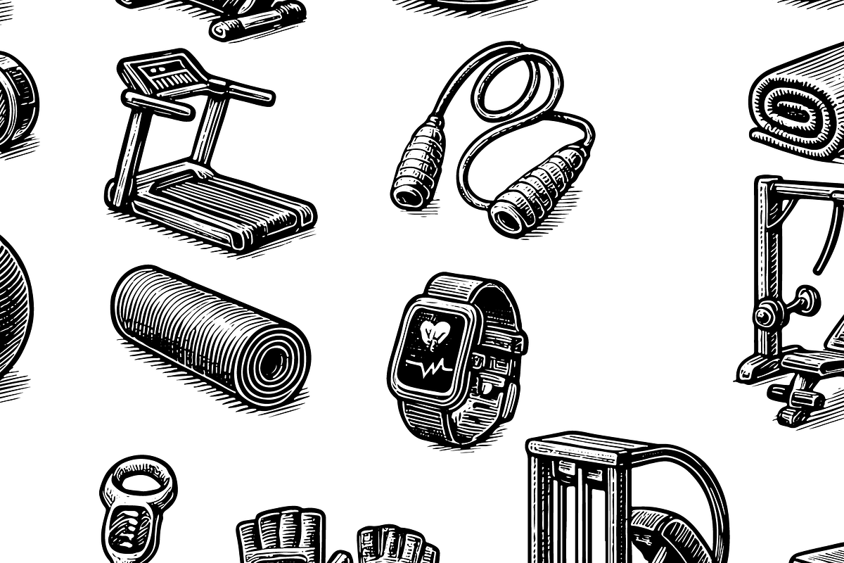 Vintage Gym Fitness Equipment Set, an Object Graphic by RT Studio (Photo 4 of 4)