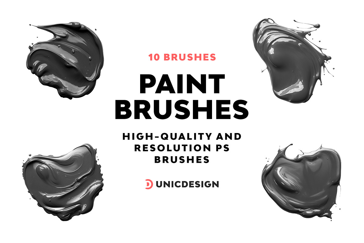 10 Paint Photoshop Brushes, a Brush Add-On by UnicDesign (Photo 1 of 2)