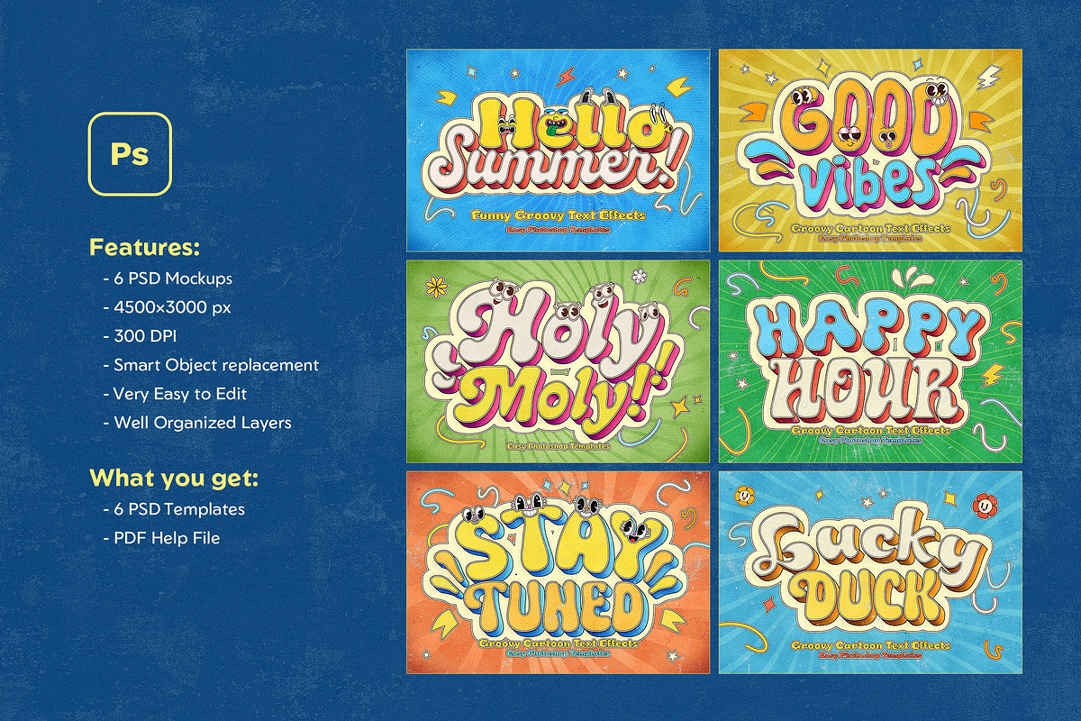 Groovy Cartoon Text Effects, a Layer Style Add-On by Andrew Skoch Design (Photo 9 of 9)