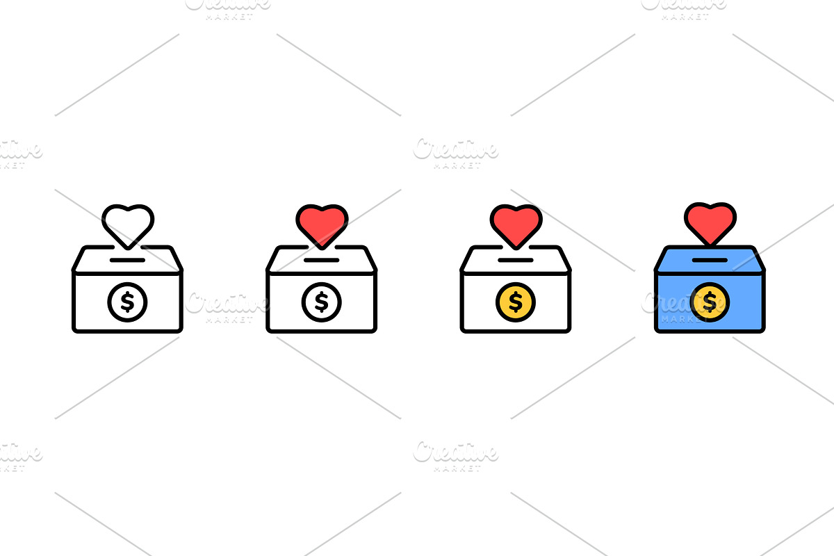 Charity donation boxes with heart, a Finance Illustration by skripnikbb