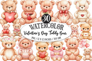 Valentine's Day Teddy Bear Clipart, an Illustration by Designking