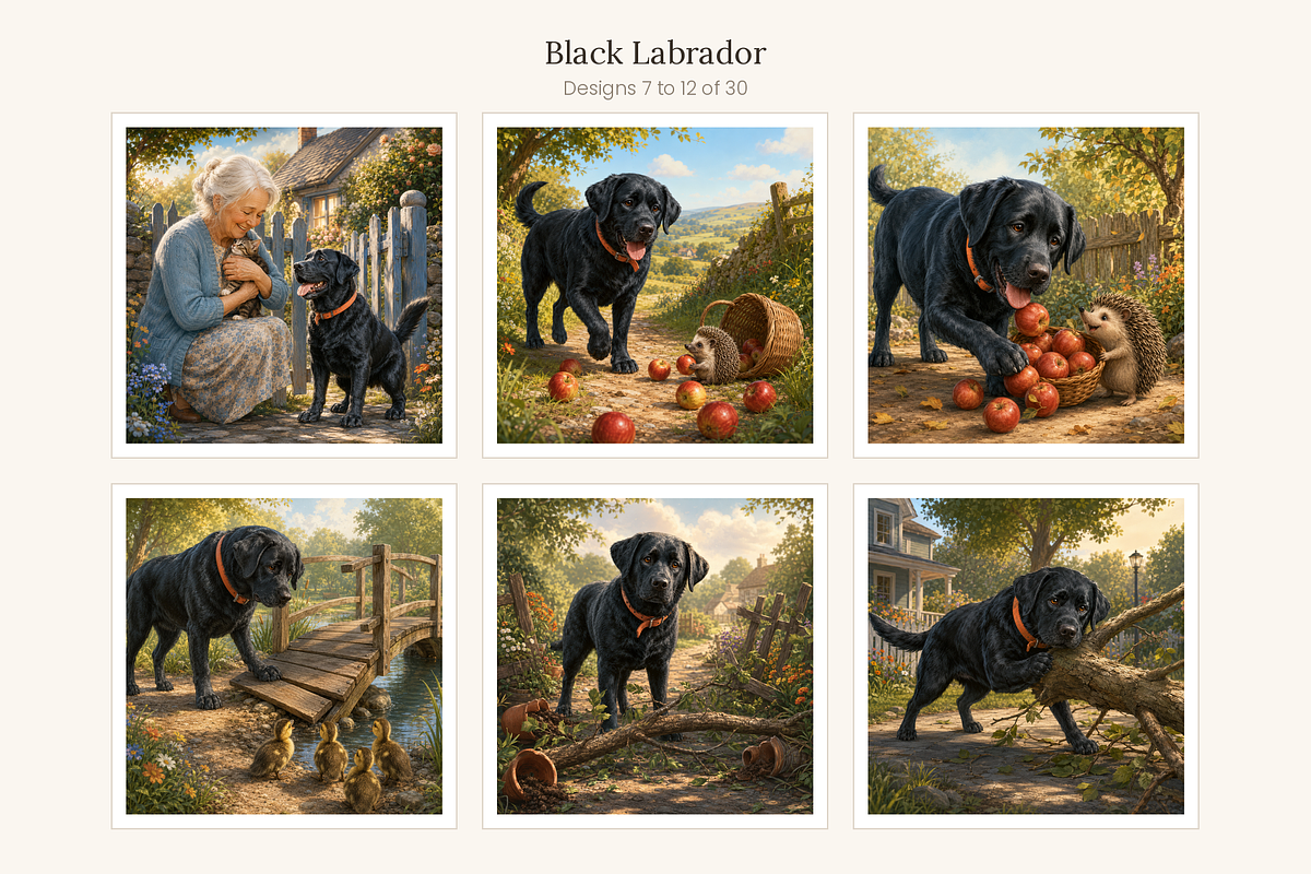 Black Labrador Illustrations, 30, an Animal Illustration by LanternkinStudio (Photo 7 of 14)
