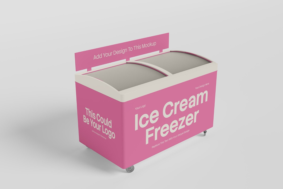 Ice Cream Fridge 3D Mockup PSD, a Merchandise Mockup by Akrinity Digital (Photo 2 of 4)