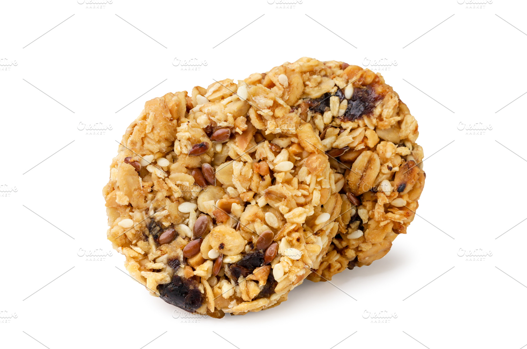 Granola cookies close-up on a white, a Food & Drink Photo by innakreativ