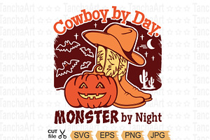 Halloween Cowboy boots Pumpkin cute, an Illustration by TanchaArt