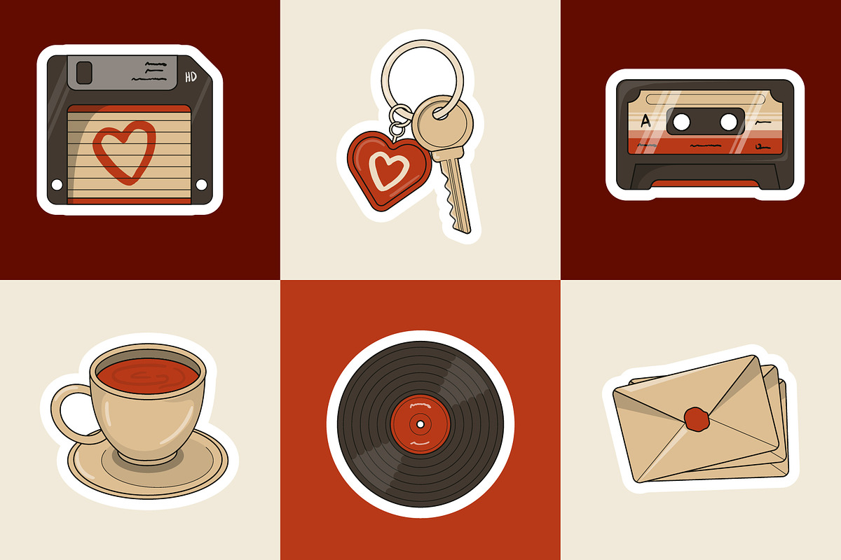 Vintage Sticker Set, an Object Illustration by Creathub Studio (Photo 4 of 4)