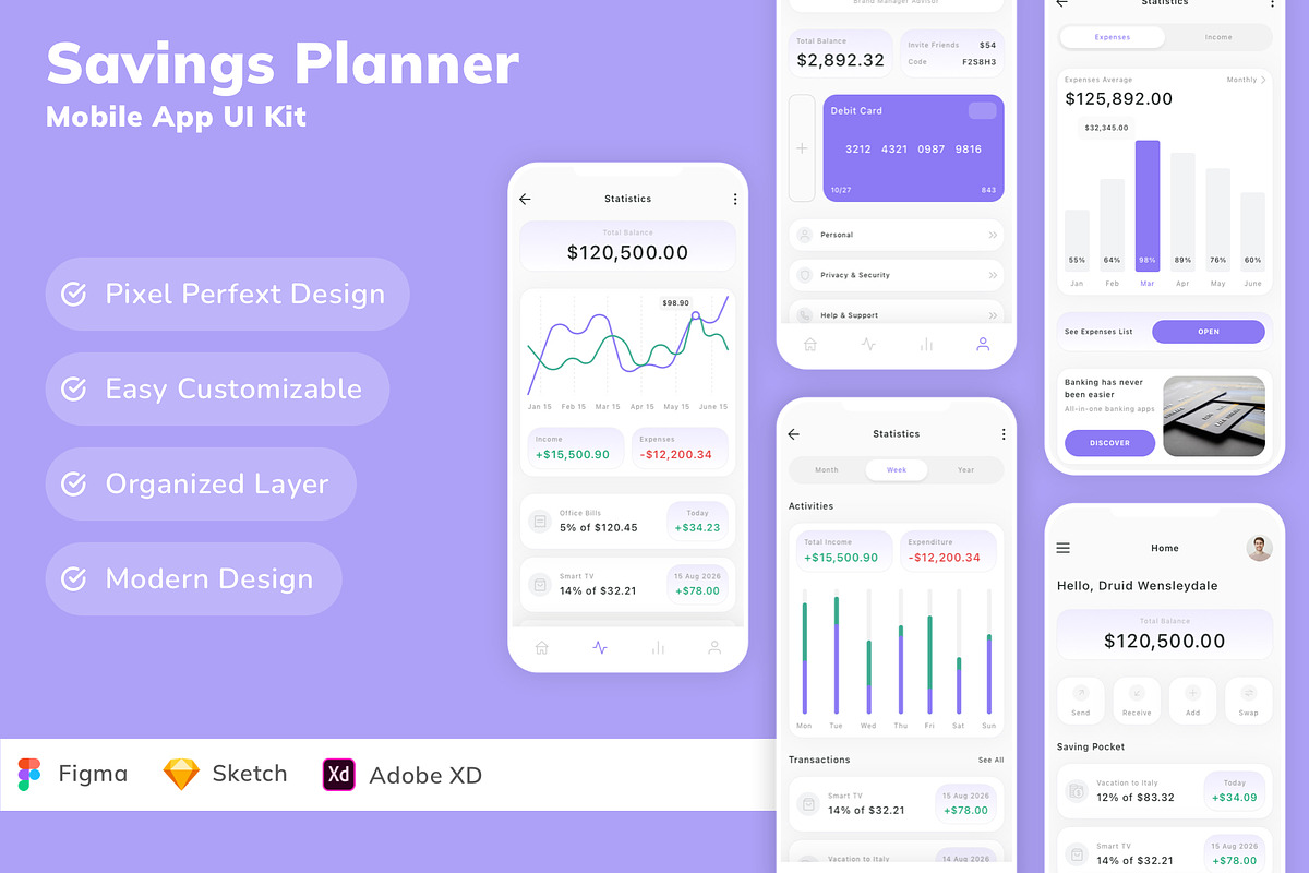 Savings Planner Mobile App UI Kit, an UI Kit Template by Betush (Photo 3 of 3)