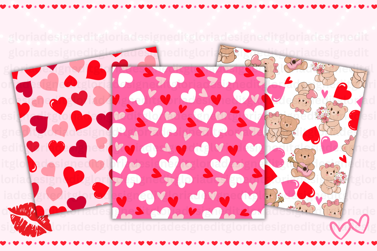 Romantic Valentine Seamless Pattern, a Pattern Graphic by Gloria Designed It (Photo 4 of 5)