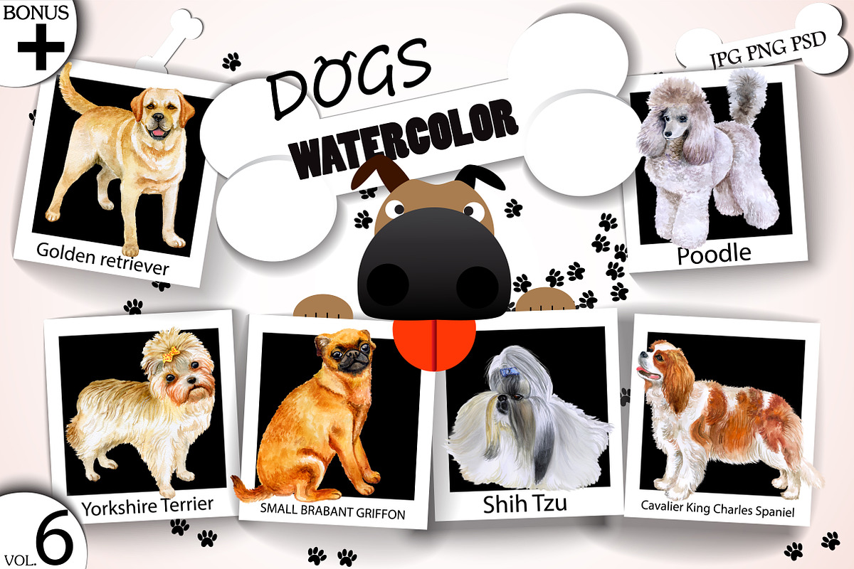 Watercolor Dogs - Collection 6 of 12, an Animal Illustration by Dneprstock (Photo 1 of 4)