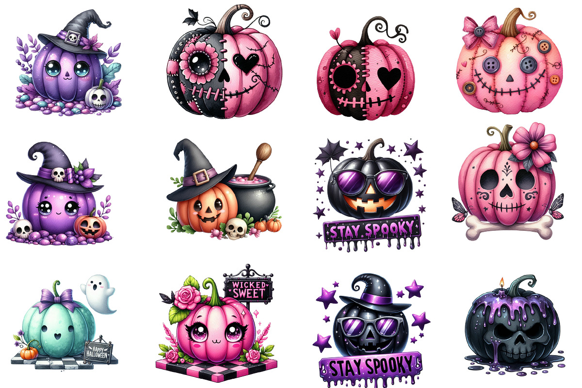 Pastel Goth Halloween Pumpkin PNG, an Illustration by Designworld (Photo 3 of 6)