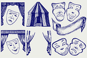 Set of theatrical masks, a Decorative Illustration by LineworkStock (Thumbnail 3 of 3)
