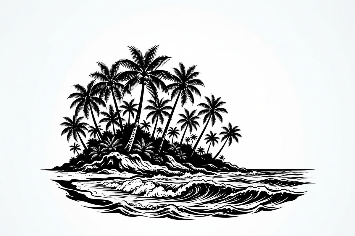 50 Tropical Palm Island Silhouette, an Empty State Illustration by Amazin_art (Photo 24 of 41)
