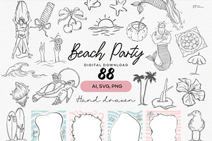 Beach Party SVG Bundle, an Icon by ollalya
