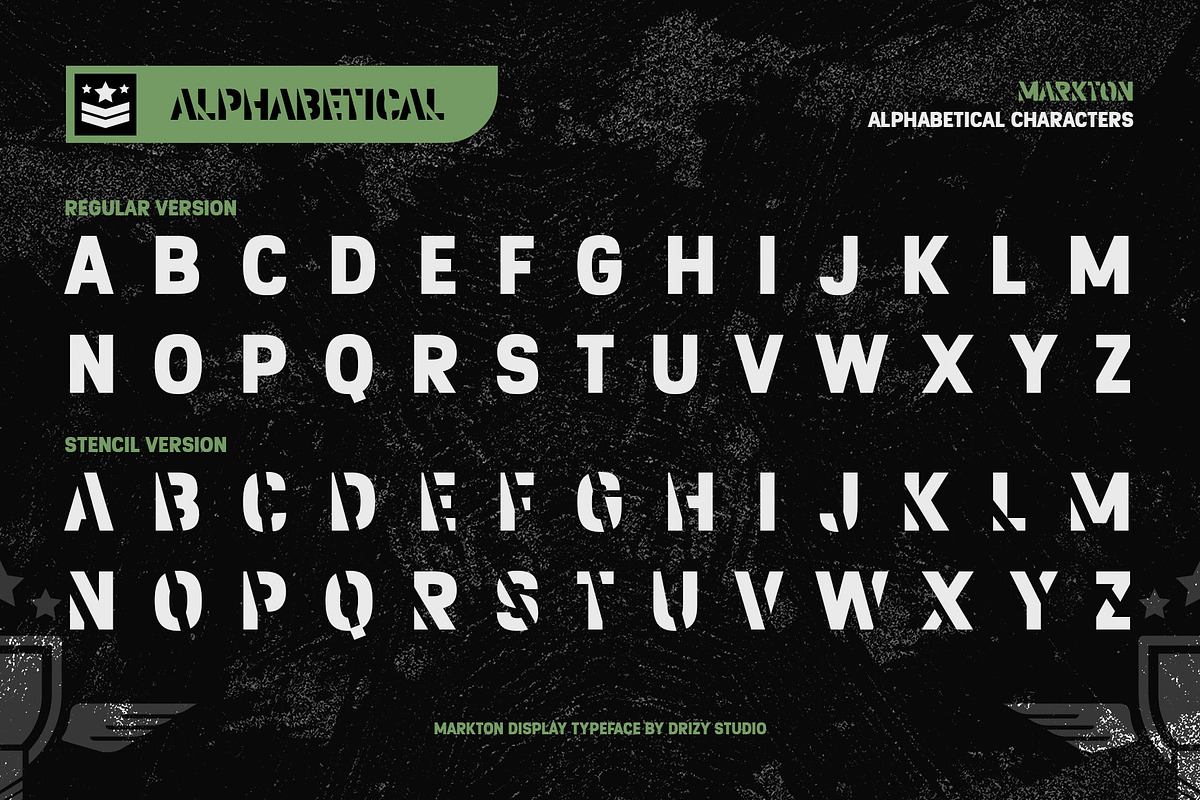 Markton – Modern Stencil Typeface, a Sans Serif Font by Drizy (Photo 3 of 10)
