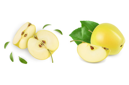yellow apple half isolated on white, a Food & Drink Photo by NataPhoto