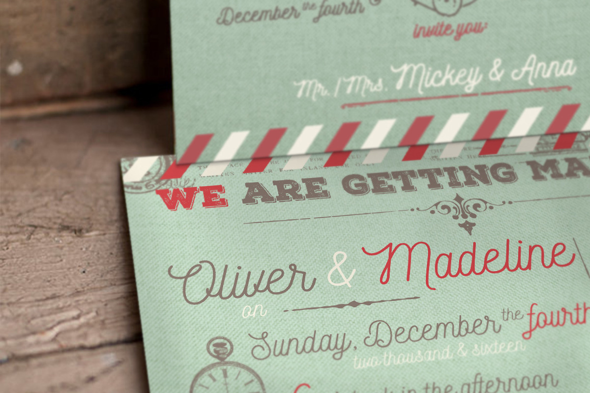 Vintage Airmail Wedding Suite, an Invitation Template by BlueRobinDesignShop (Photo 4 of 6)