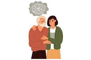 Young woman helps elderly, a Healthcare Illustration by Vectorbuum