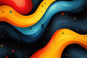 Dynamic flow of colorful waves on a, a Photo by Tanuart