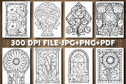 Floral Stained Glass Coloring Page, an Education Illustration by Design Station (Thumbnail 2 of 5)