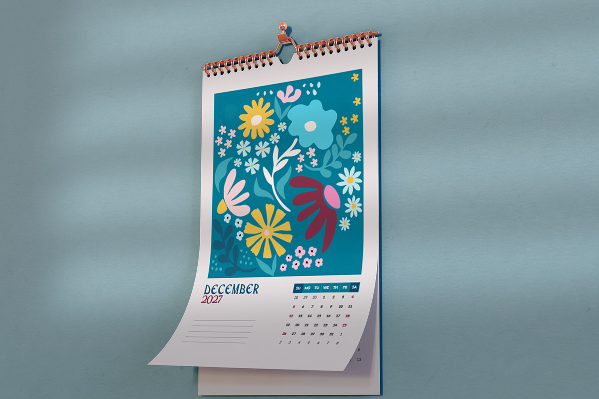 2027 Floral Calendar Template Vector, a Stationery Template by Peacock_design (Photo 15 of 15)