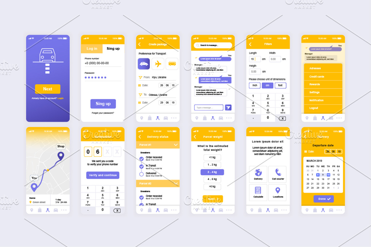 Mobile App UI Kit, a Templates & Theme by alexdndz (Photo 6 of 21)