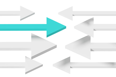 Multiple arrows pointing at each oth