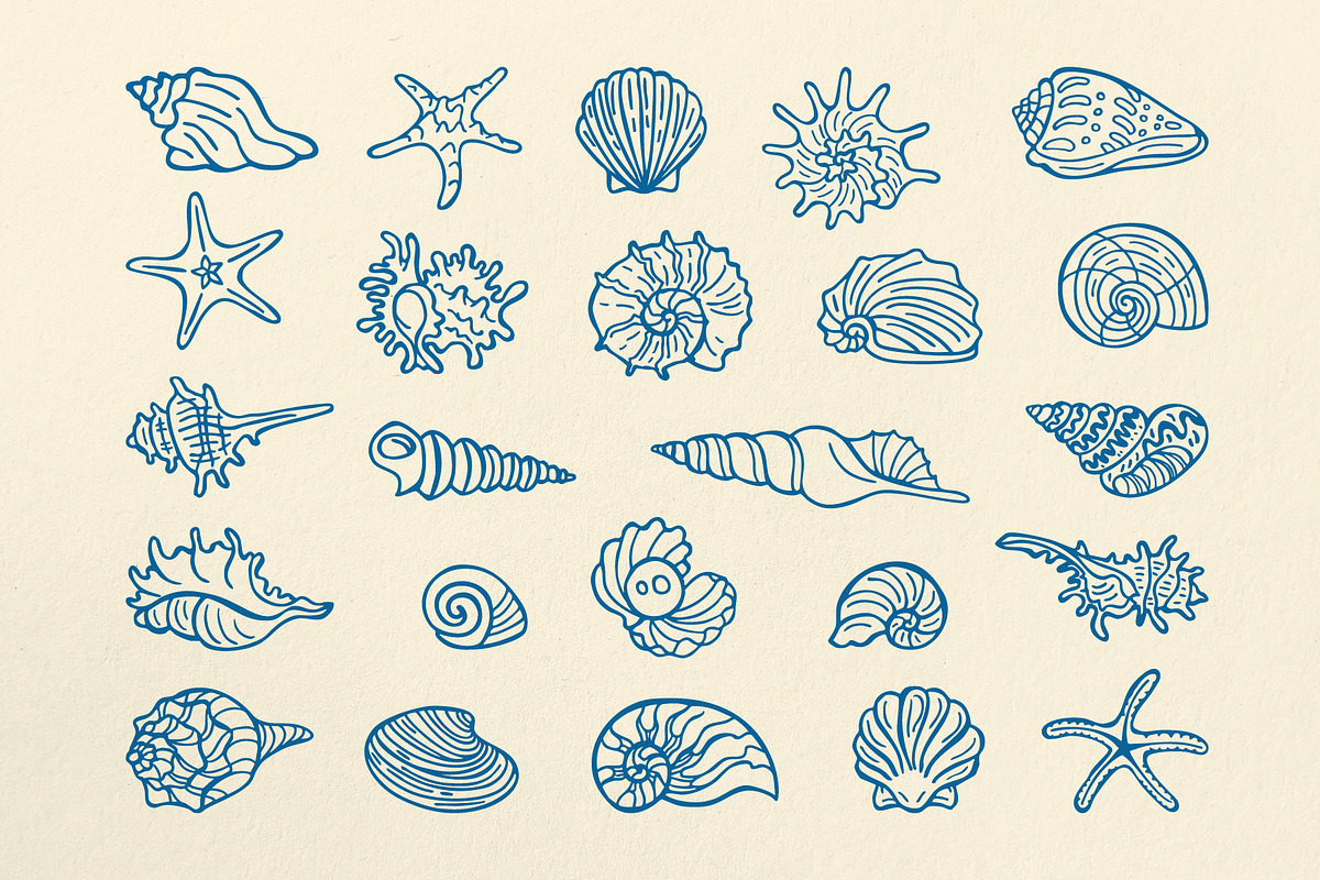 Marine Vector Art Set 120 Sea Life, a Decorative Illustration by Neliakott ♥ (Photo 5 of 12)