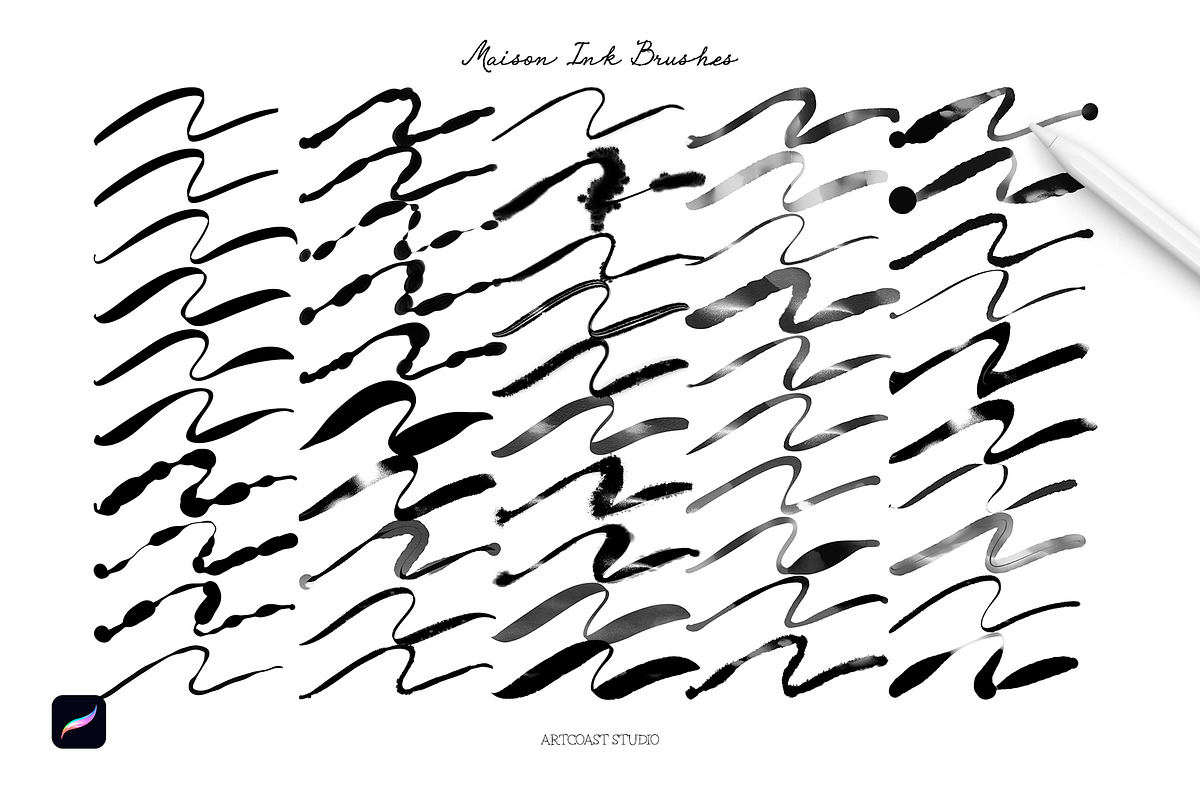 Maison Ink Procreate Brushes, a Brush Add-On by Spasibenko Art (Photo 3 of 7)