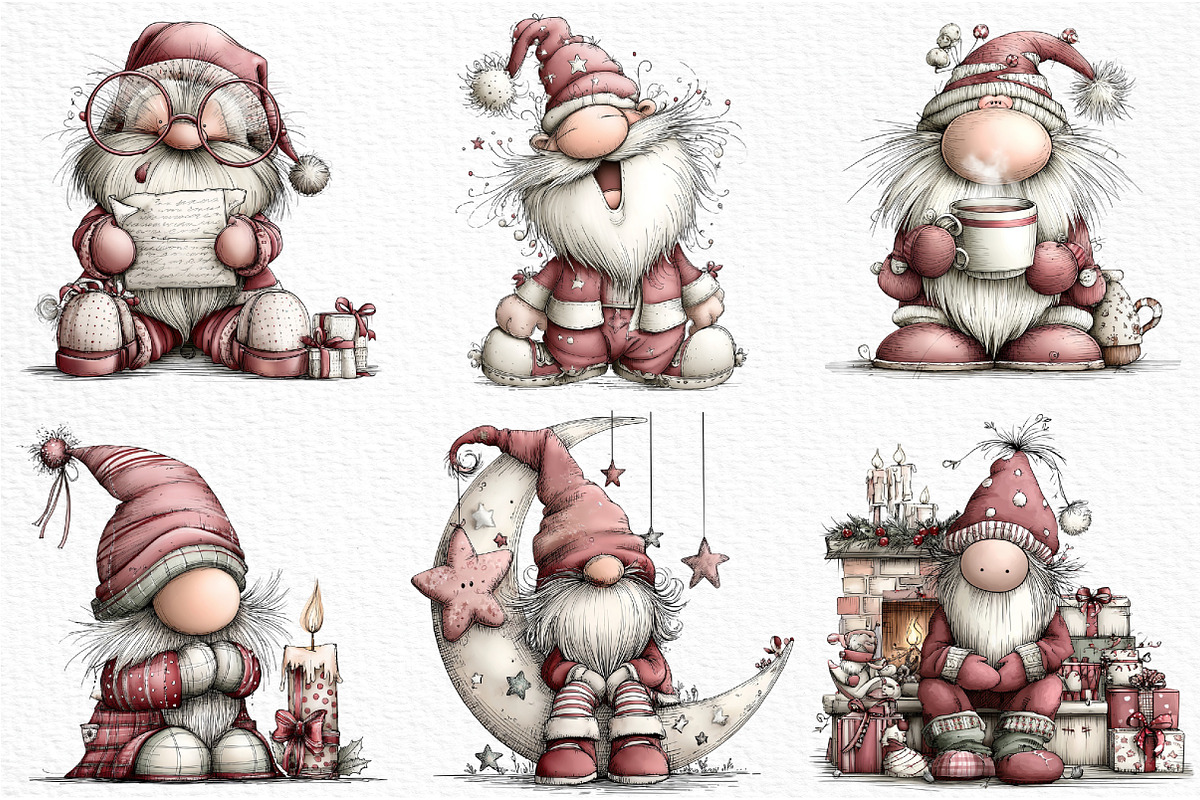 Whimsical Christmas Santa Clipart, an Illustration by Craft Nest (Photo 5 of 6)