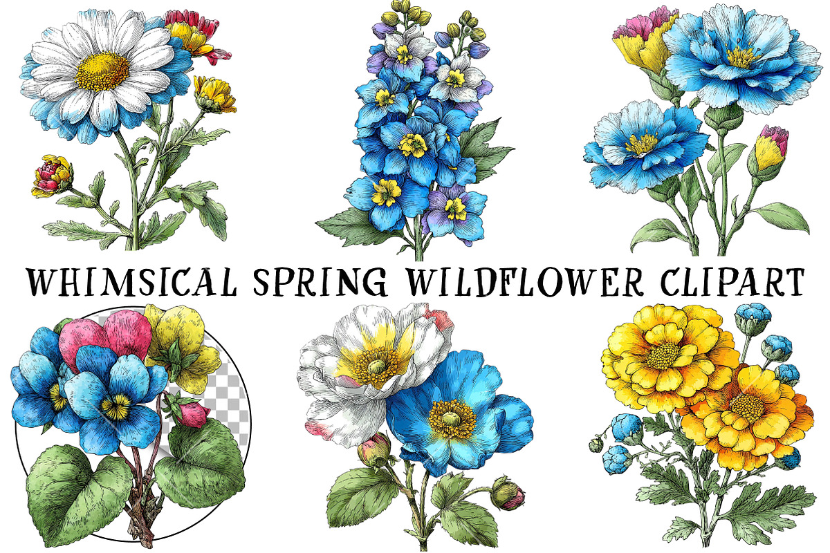 Whimsical Spring Wildflower Clipart, an Illustration by OK Design (Photo 2 of 6)