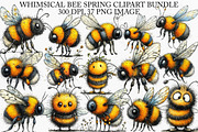 Whimsical Bee Spring Clipart Bundle, an Illustration by Canvas Craft (Thumbnail 1 of 7)