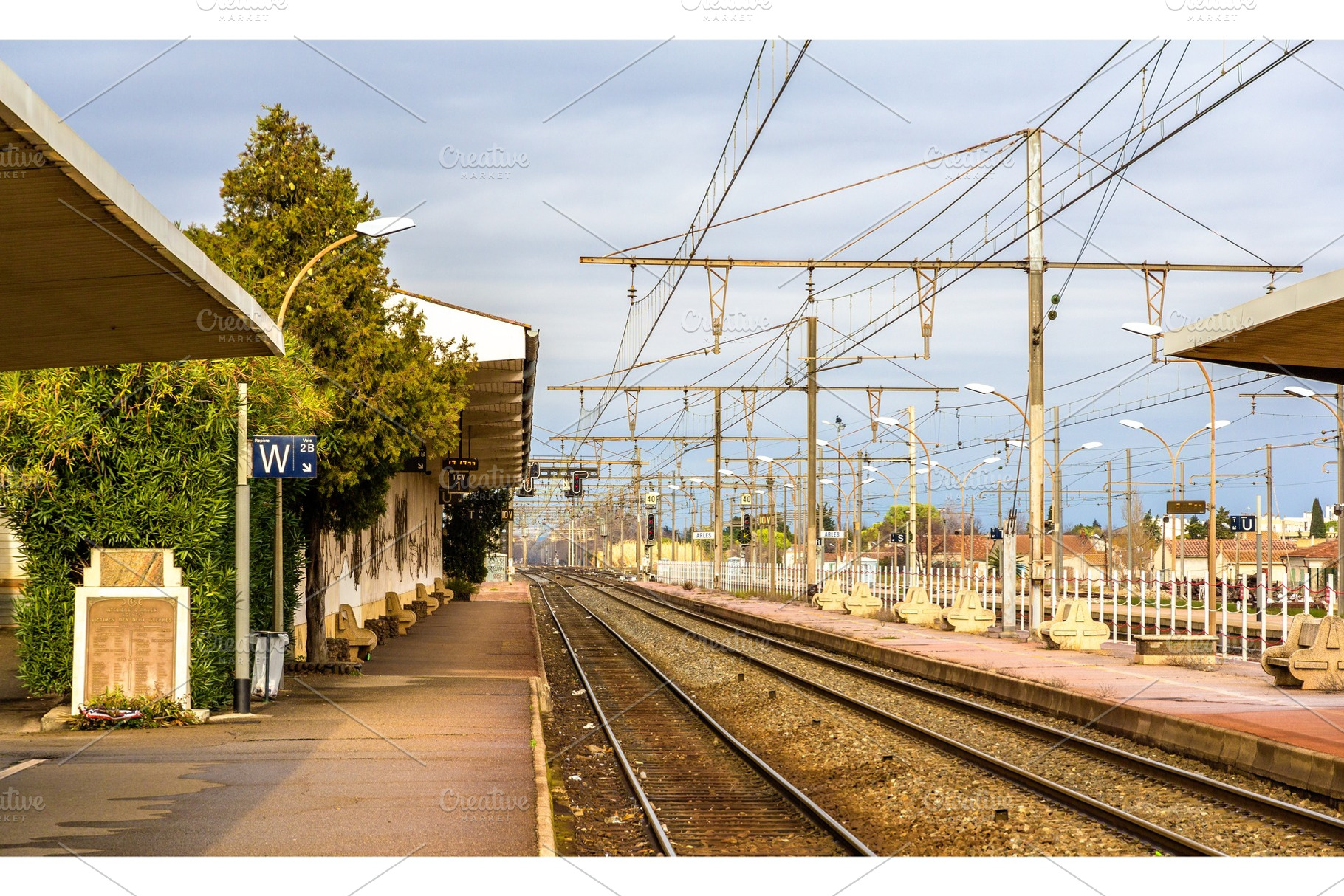 Railway station of arles france provencealpescote d'azur featuring railway, a Transportation Photo by Leonid Andronov