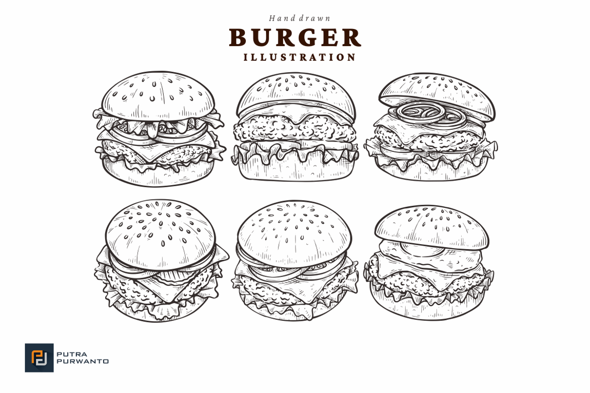 Hand Drawn Burger Illustration, a Food Illustration by putra_purwanto (Photo 2 of 2)