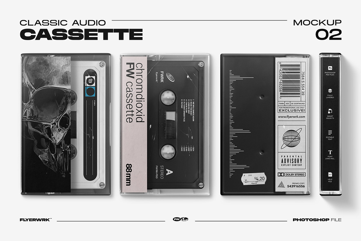 Cassette Mockup Bundle, a Product Mockup by FLYERWRK (Photo 3 of 16)
